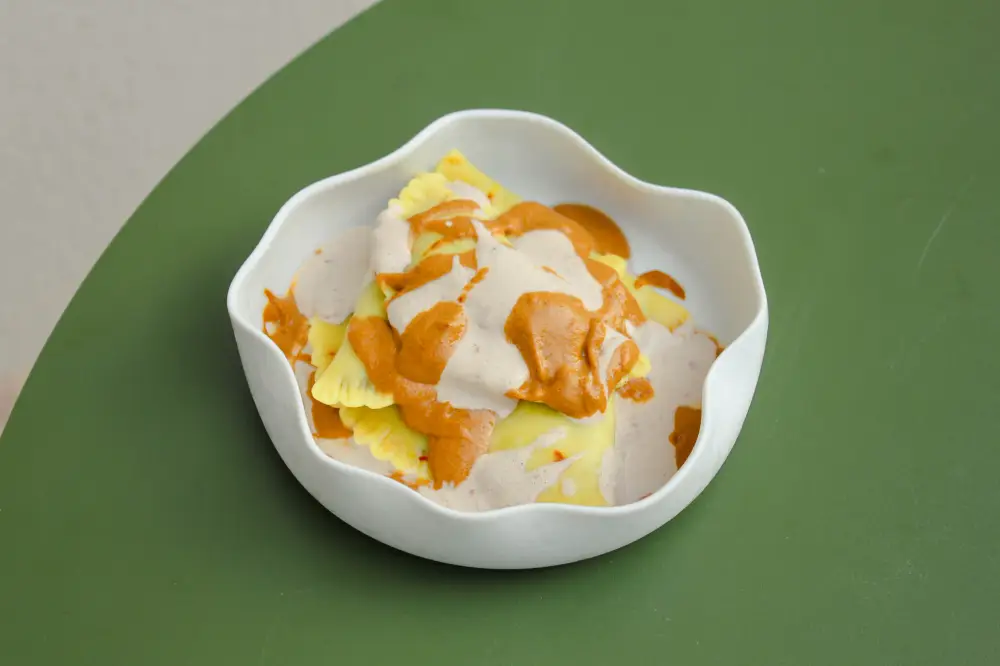 Lentil Momos with Smoked Yogurt